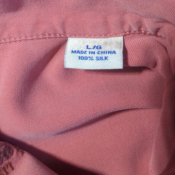Tommy Bahama 100% Silk Short Sleeve Salmon Button Up Mens Large Casual Shirt - Picture 12 of 16